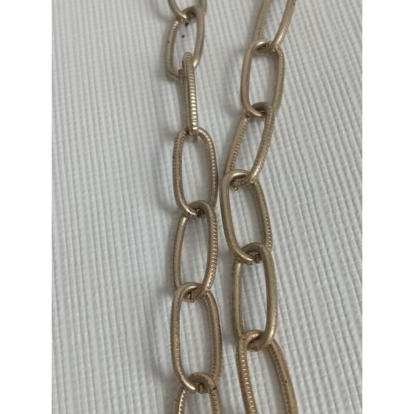 Gold Tone Large Cable Link Chain Metal Circle Pendant Vintage Statement Necklace - Picture 8 of 10